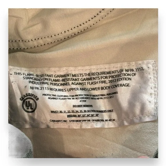 Carhartt Men's Original Dungaree Fit Carpenter Pants Size 38x34 Flame Resistant - Picture 8 of 8